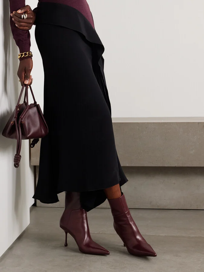 Jimmy Choo - Cycas 80 Leather Ankle Boots - Burgundy - Image 2