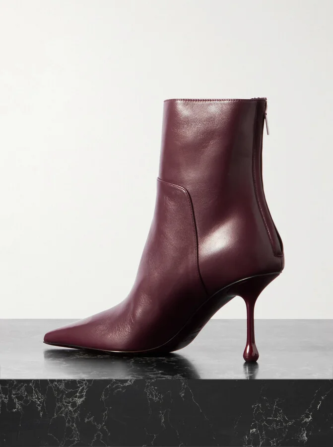 Jimmy Choo - Cycas 80 Leather Ankle Boots - Burgundy - Image 3