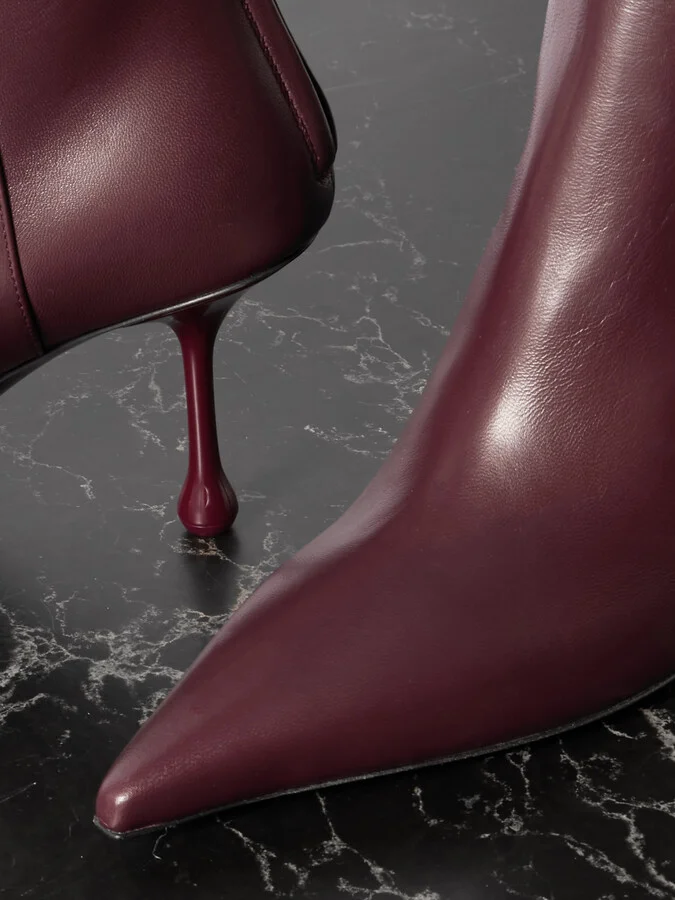 Jimmy Choo - Cycas 80 Leather Ankle Boots - Burgundy - Image 4