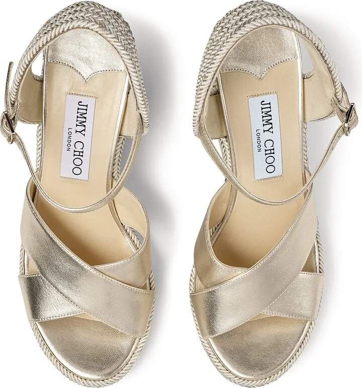 Jimmy Choo Dellena 100 Leather Wedge Sandals - Image 3