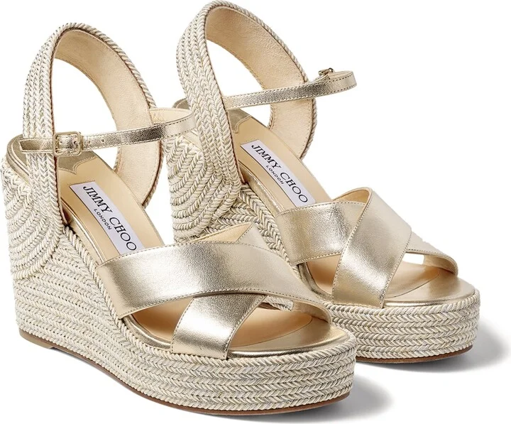 Jimmy Choo Dellena 100 Leather Wedge Sandals - Image 4