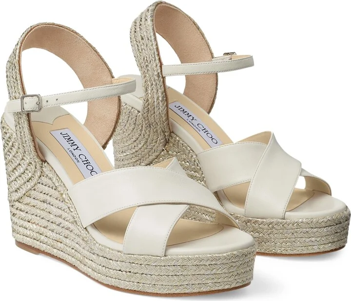 Jimmy Choo Dellena 100 Leather Wedge Sandals - Image 3