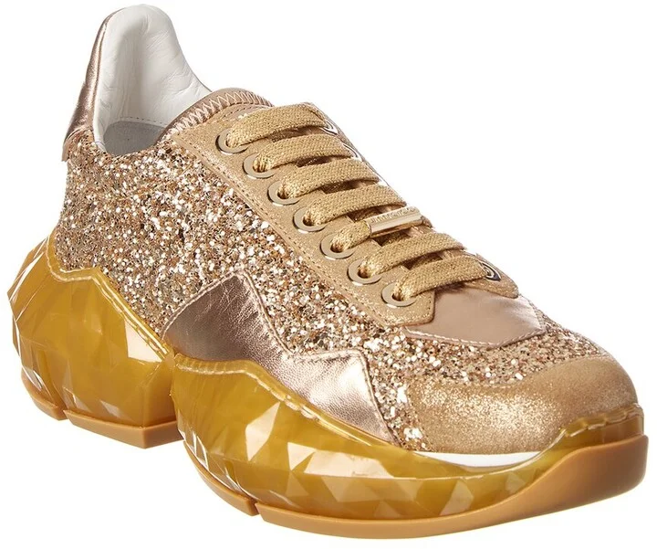 Jimmy Choo Diamond/F Leather & Glitter Sneaker