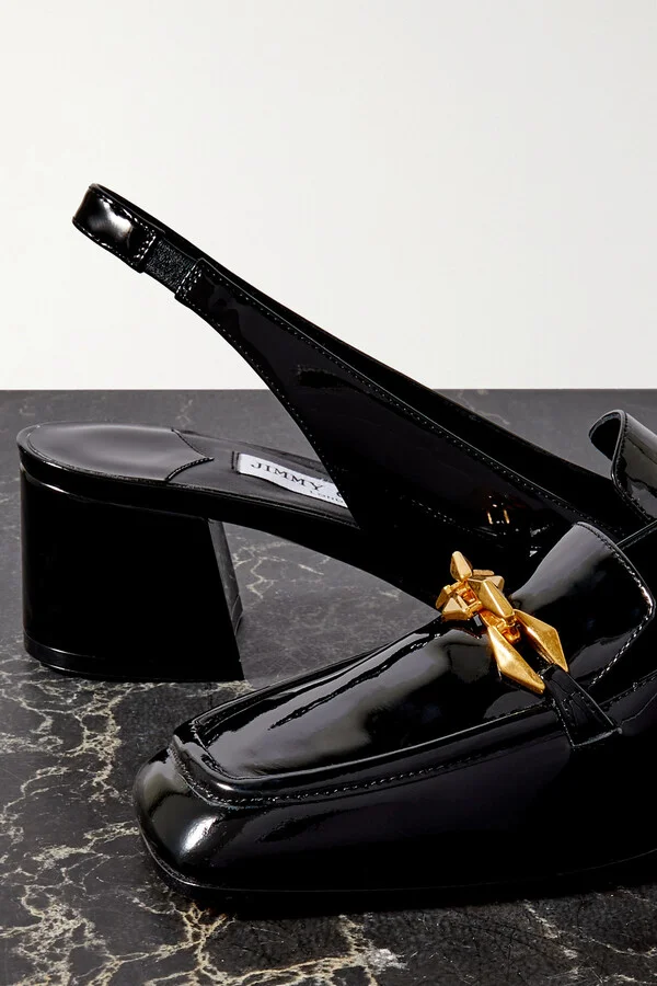 Jimmy Choo - Diamond Tilda 45 Embellished Patent-leather Slingback Pumps - Black - Image 4