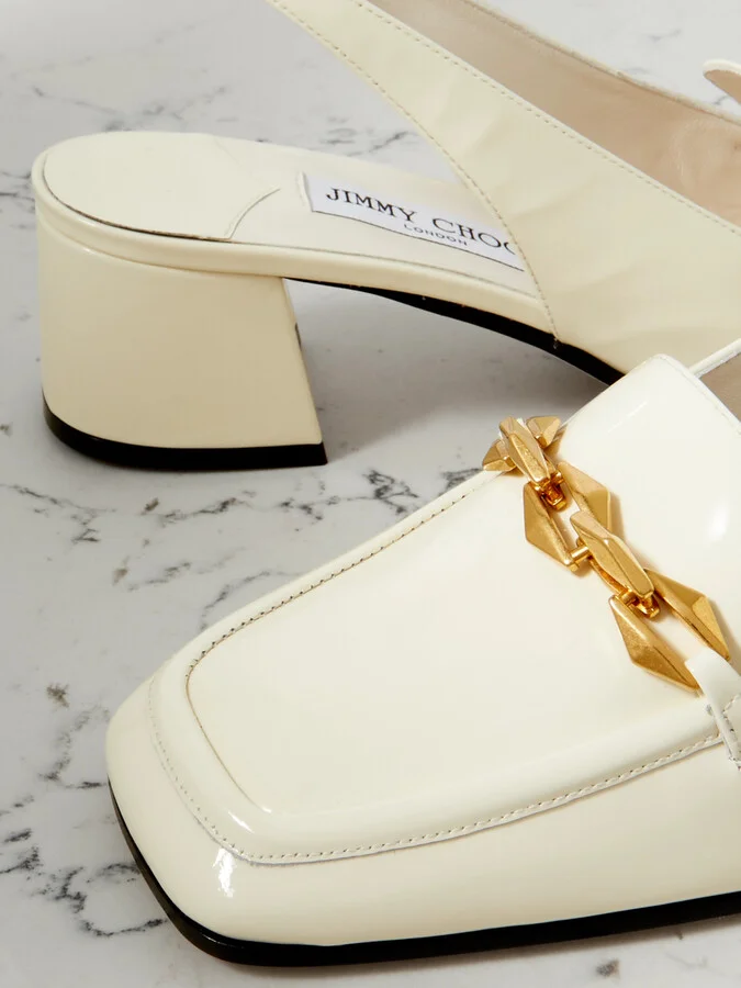 Jimmy Choo - Diamond Tilda 45 Embellished Patent-leather Slingback Pumps - White - Image 4