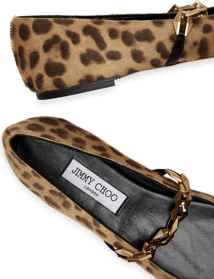 Jimmy Choo Diamond Tilda Leopard-print Calf-hair Flats - Image 4