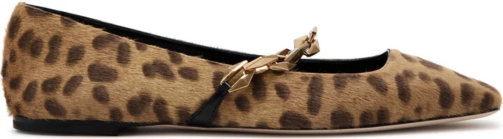 Jimmy Choo Diamond Tilda Leopard-print Calf-hair Flats