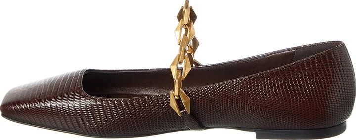 Jimmy Choo Diamond Tilda Lizard-Embossed Leather Flat - Image 2