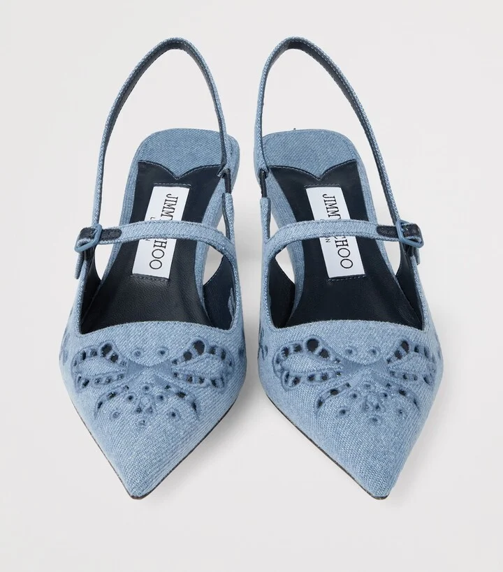 Jimmy Choo Didi 45 Denim Slingback Pumps - Image 2