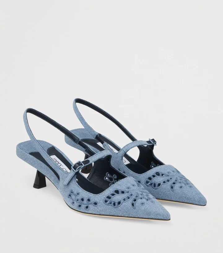 Jimmy Choo Didi 45 Denim Slingback Pumps - Image 4