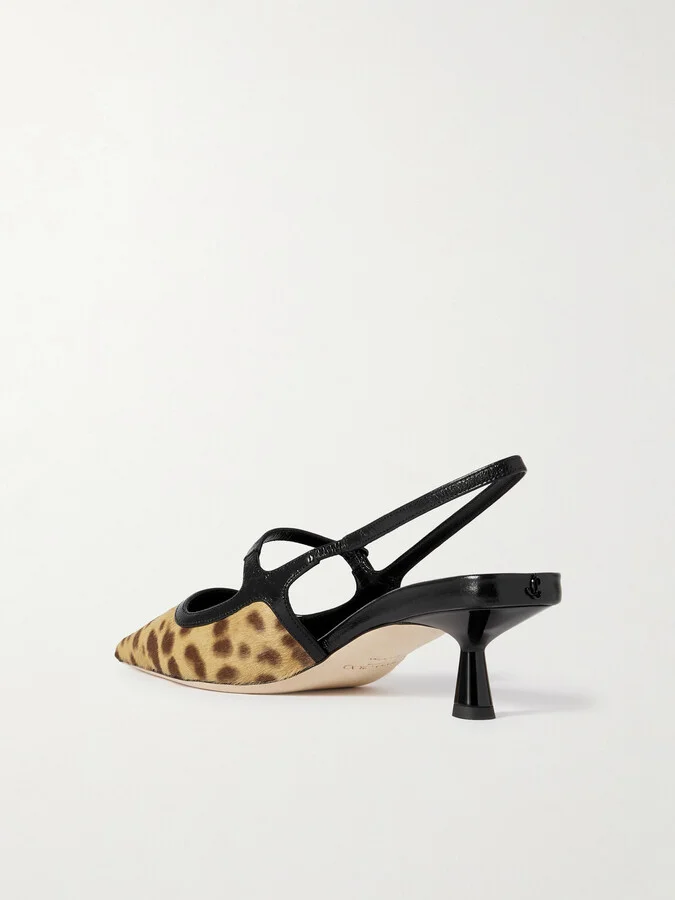 Jimmy Choo - Didi 45 Leather-trimmed Leopard-print Calf Hair Slingback Pumps - Animal print - Image 3