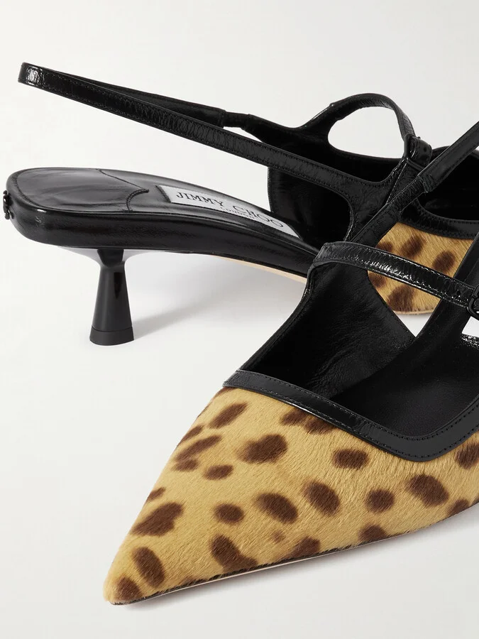 Jimmy Choo - Didi 45 Leather-trimmed Leopard-print Calf Hair Slingback Pumps - Animal print - Image 4