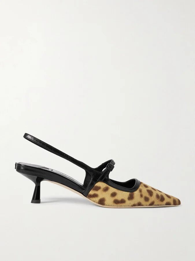 Jimmy Choo - Didi 45 Leather-trimmed Leopard-print Calf Hair Slingback Pumps - Animal print