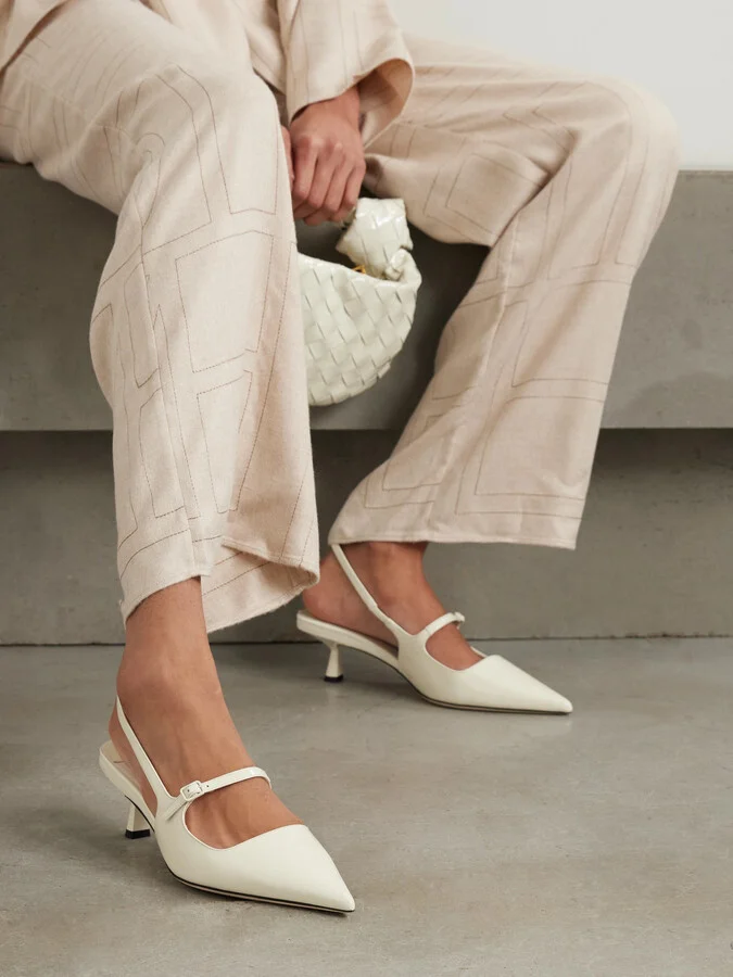 Jimmy Choo - Didi 45 Patent-leather Slingback Pumps - Off-white - Image 2