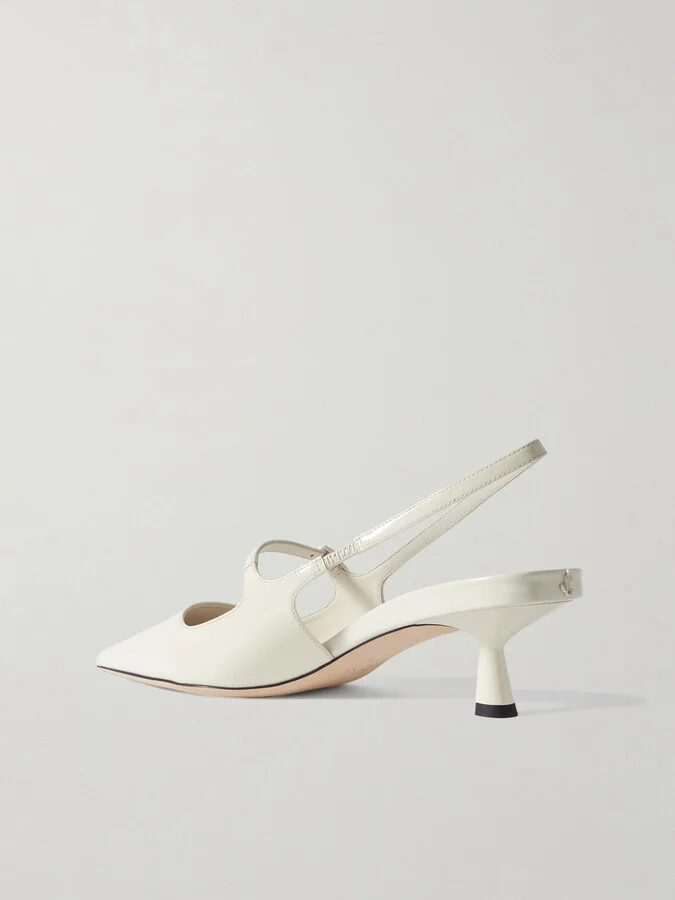 Jimmy Choo - Didi 45 Patent-leather Slingback Pumps - Off-white - Image 3