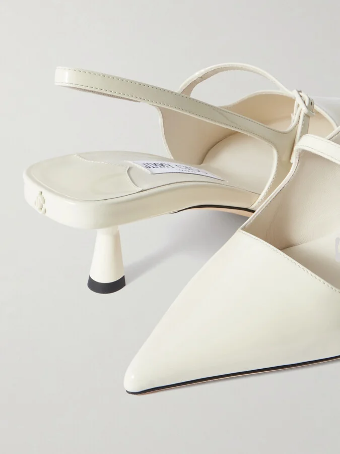 Jimmy Choo - Didi 45 Patent-leather Slingback Pumps - Off-white - Image 4