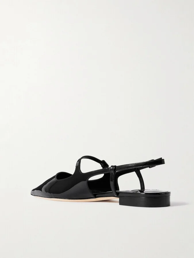 Jimmy Choo - Didi Patent-leather Slingback Point-toe Flats - Black - Image 3