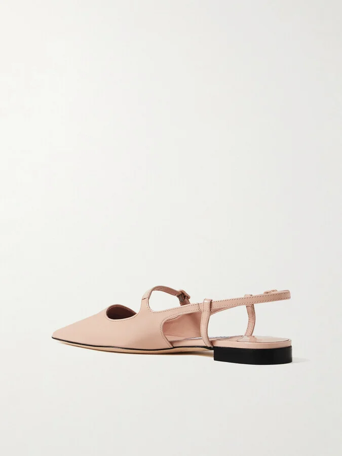 Jimmy Choo - Didi Patent-leather Slingback Point-toe Flats - Neutrals - Image 3