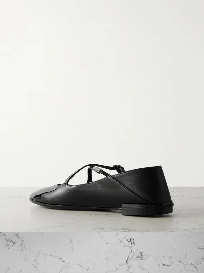 Jimmy Choo - Eleri Collapsible-heel Embellished Patent-leather Ballet Flats - Black - Image 3
