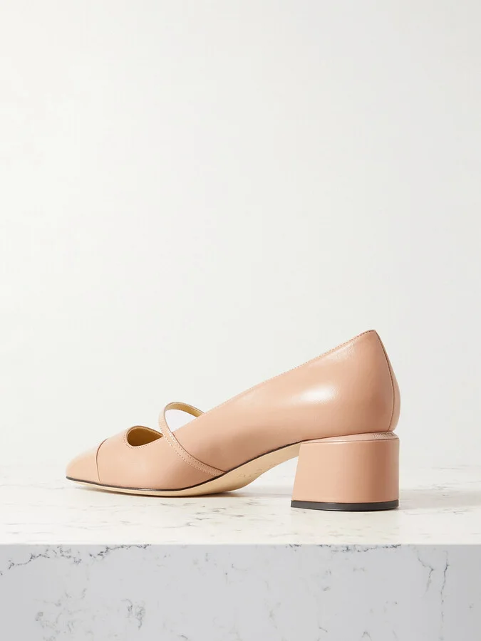 Jimmy Choo - Elisa 45 Embellished Patent-trimmed Leather Mary Jane Pumps - Neutrals - Image 3