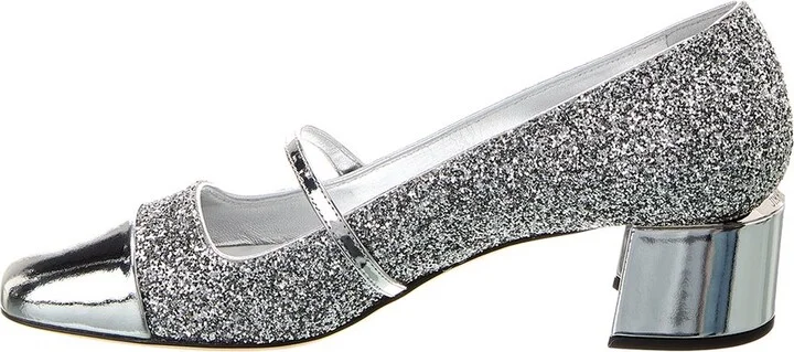 Jimmy Choo Elisa 45 Glitter & Leather Pump - Image 2