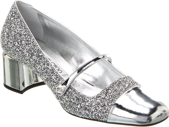 Jimmy Choo Elisa 45 Glitter & Leather Pump