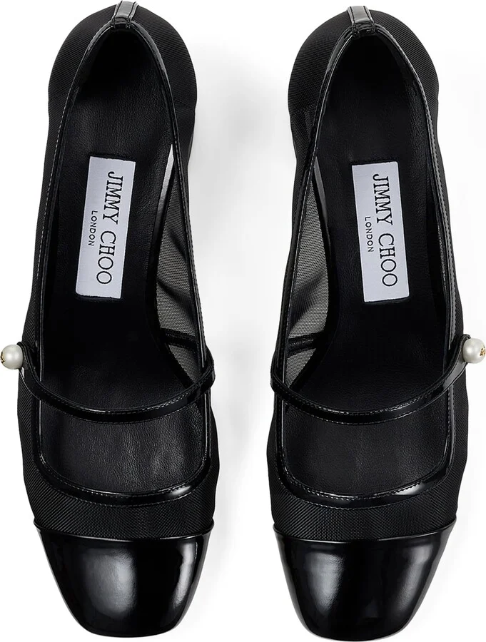 Jimmy Choo Elisa 45 Leather Mary Jane Heeled Pumps - Image 3