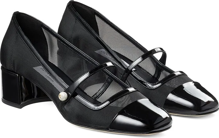 Jimmy Choo Elisa 45 Leather Mary Jane Heeled Pumps - Image 4