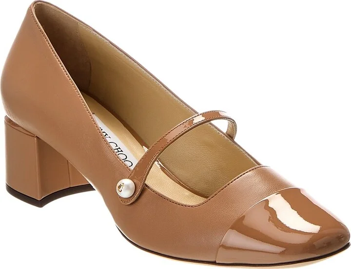 Jimmy Choo Elisa 45 Leather & Patent Pump