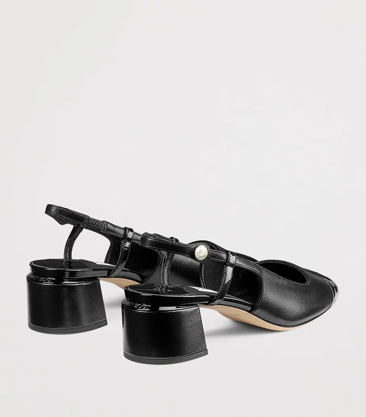 Jimmy Choo Elisa 45 Leather Slingback Pumps - Image 4