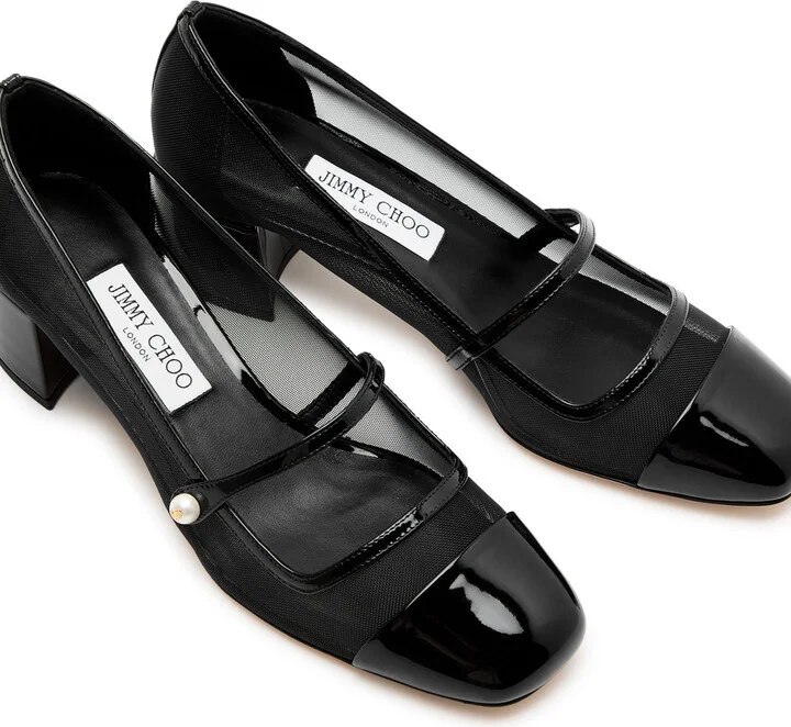 Jimmy Choo Elisa 45 Mesh and Patent Leather Mary Jane Pumps - Image 3