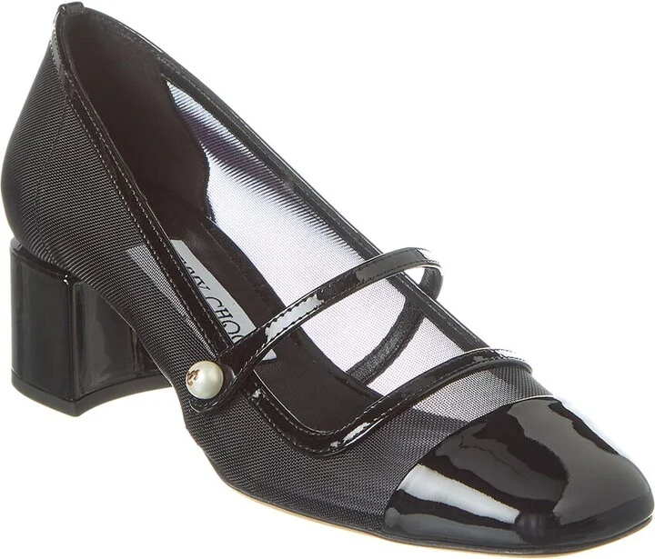 Jimmy Choo Elisa 45 Patent & Mesh Pump