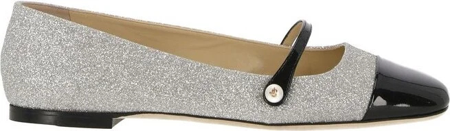 Jimmy Choo Elisa Giltter Square-Toe Ballerinas