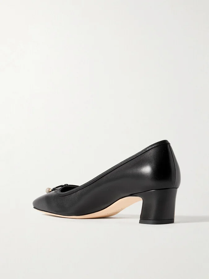 Jimmy Choo - Elme 45 Embellished Leather Pumps - Black - Image 3