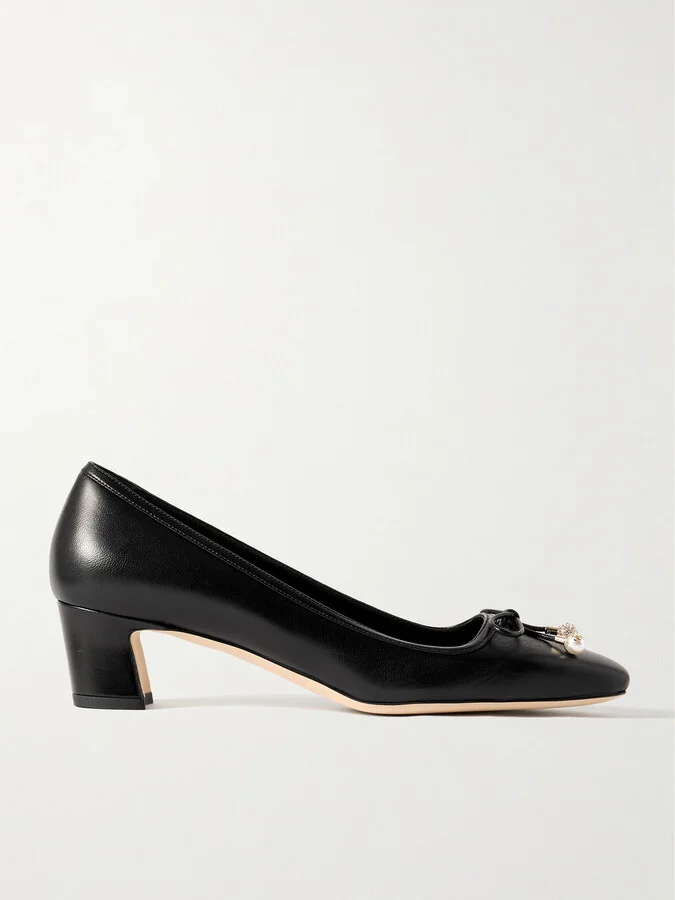 Jimmy Choo - Elme 45 Embellished Leather Pumps - Black