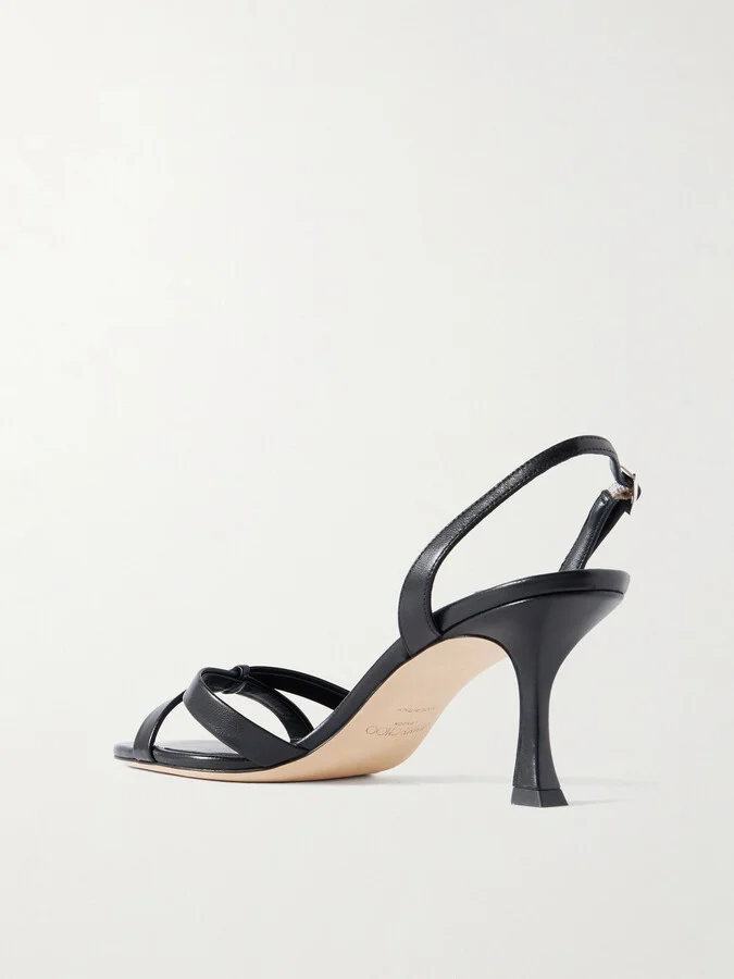 Jimmy Choo - Elsy 70 Leather Slingback Sandals - Black - Image 3