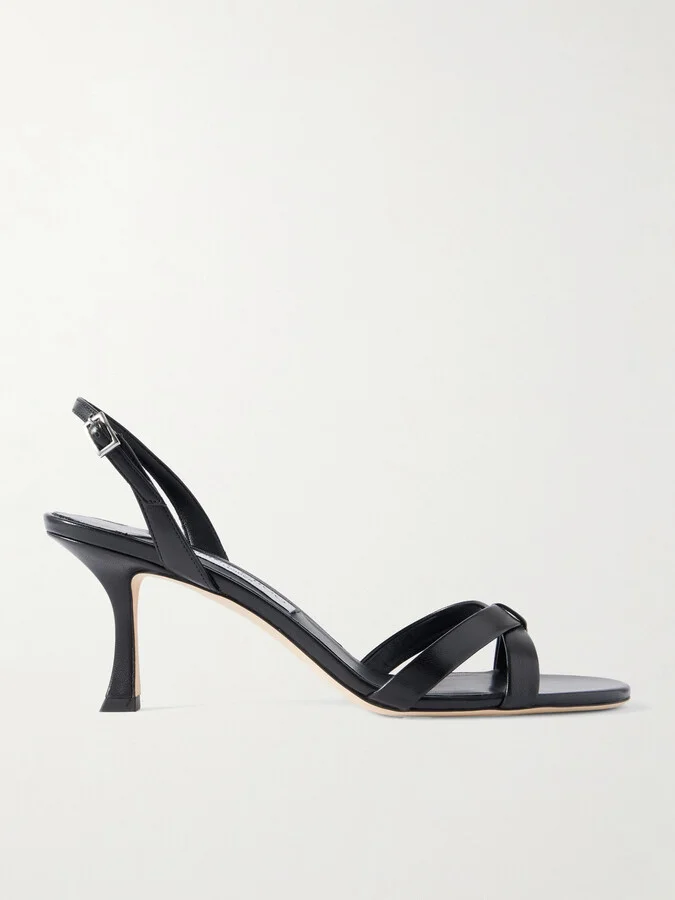 Jimmy Choo - Elsy 70 Leather Slingback Sandals - Black