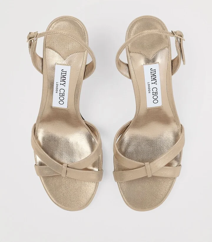 Jimmy Choo Elsy 70 Metallic Leather Sandals - Image 2
