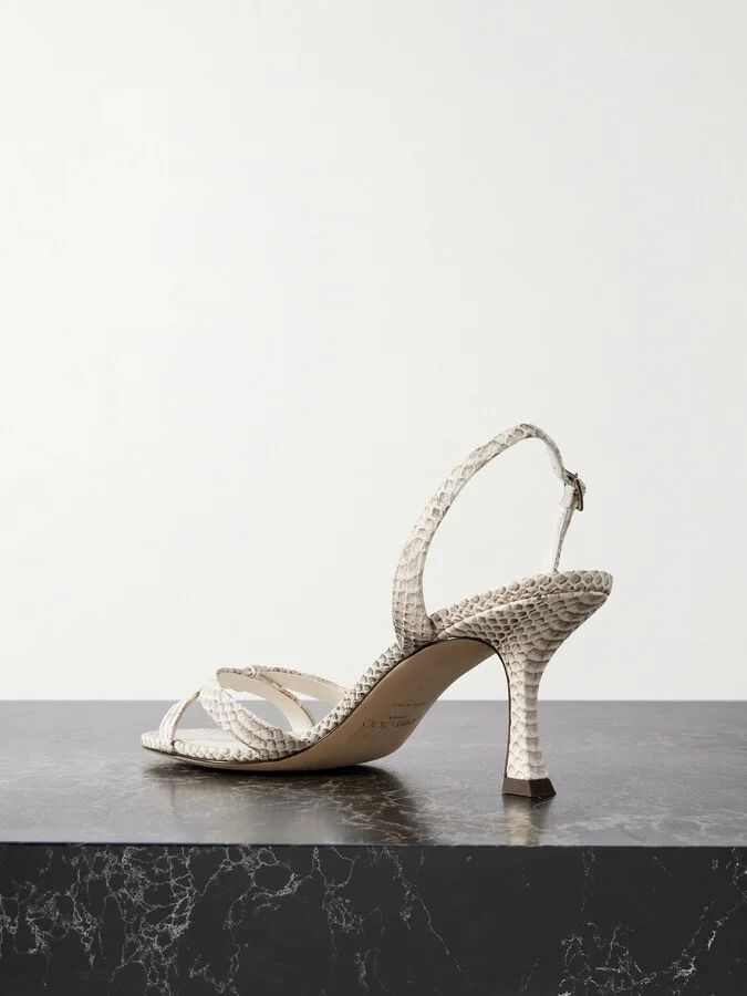 Jimmy Choo - Elsy 70 Snake-effect Leather Slingback Sandals - Animal print - Image 3