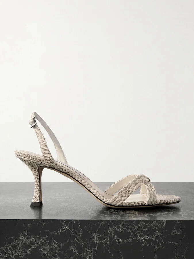 Jimmy Choo - Elsy 70 Snake-effect Leather Slingback Sandals - Animal print