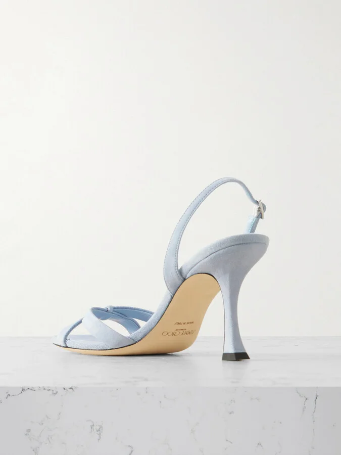 Jimmy Choo - Elsy 90 Suede Sandals - Blue - Image 3
