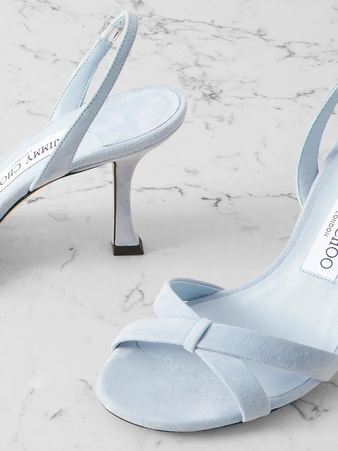 Jimmy Choo - Elsy 90 Suede Sandals - Blue - Image 4