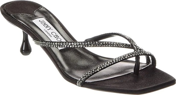 Jimmy Choo Etana Mule 50 Satin & Leather Sandal
