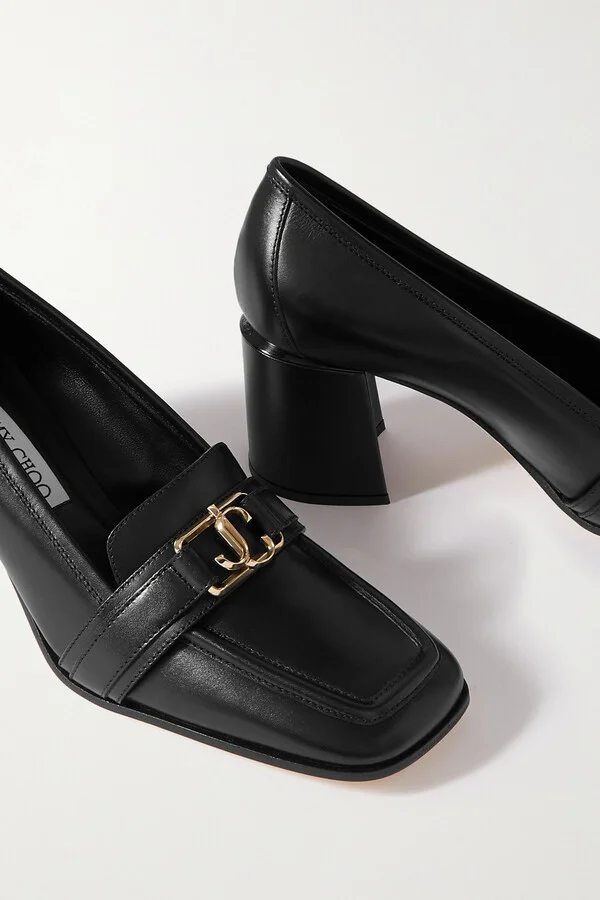 Jimmy Choo - Evin 65 Logo-embellished Leather Pumps - Black - Image 4