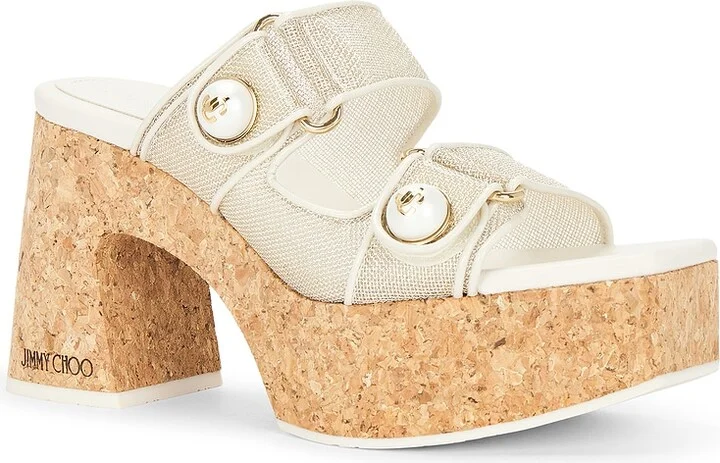 Jimmy Choo Fayence 95 Wedge in Neutral - Image 2