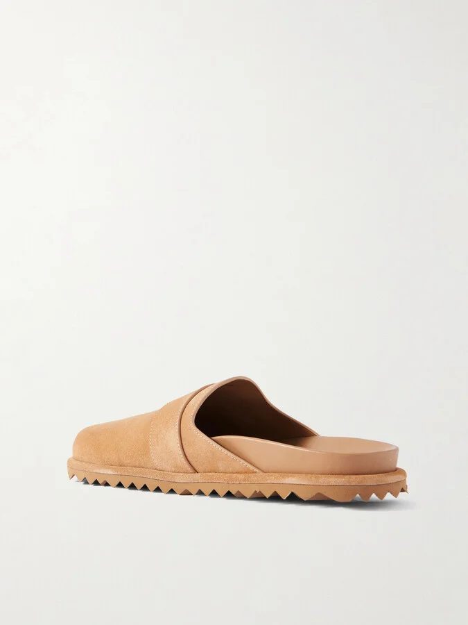 Jimmy Choo - Fayence Faux Pearl-embellished Suede Mules - Brown - Image 3