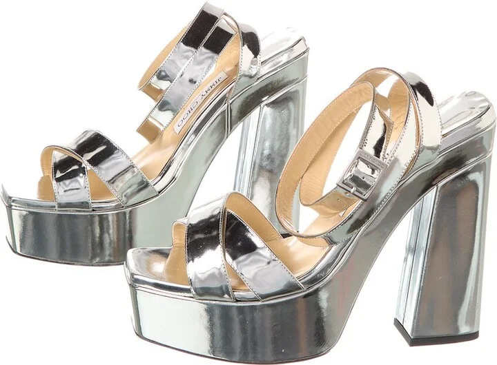 Jimmy Choo Gaia 100 Leather Platform Sandal (Authentic Pre-Loved) - Image 2