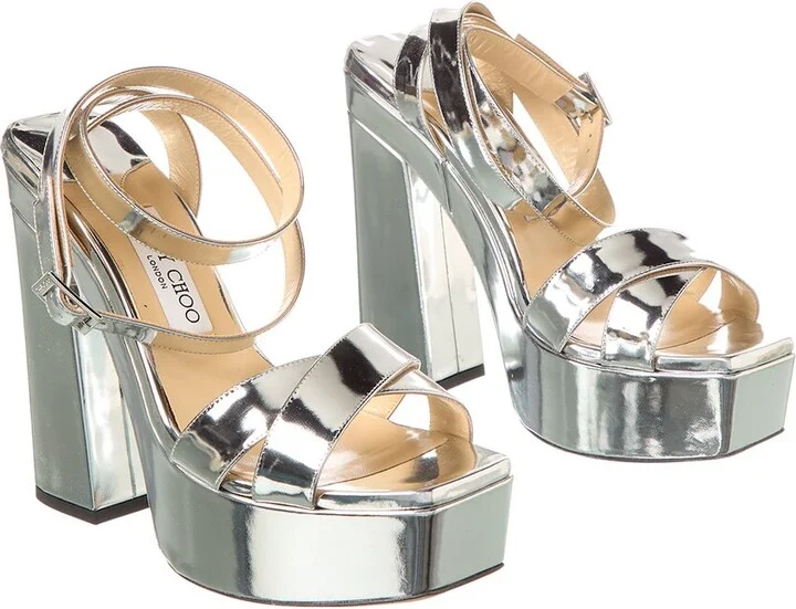 Jimmy Choo Gaia 100 Leather Platform Sandal (Authentic Pre-Loved)