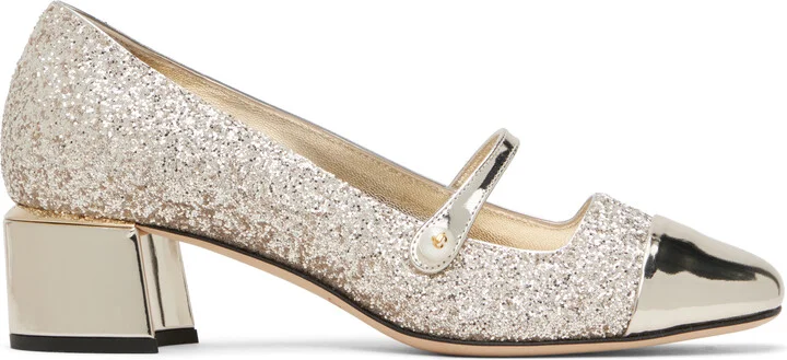 Jimmy Choo Gold Elisa 45 Heels