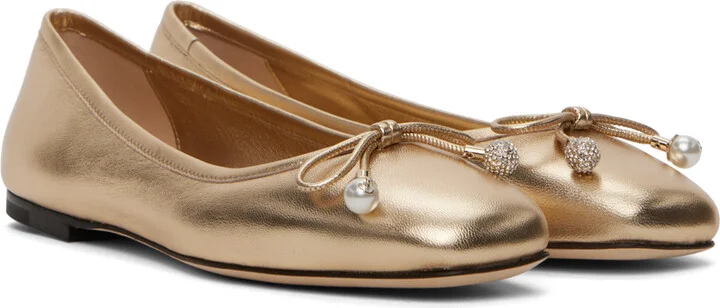 Jimmy Choo Gold Elme Ballerina Flats - Image 4